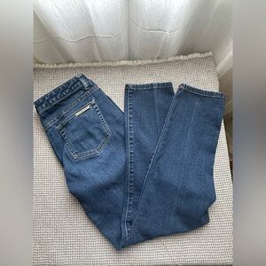 Michael Kors Skinny Jeans Size 8 Gold metal logo bar on back pocket
